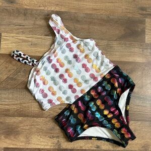 Penelope Mack Ltd. Multicolor Metallic Pineapple One Piece Swimsuit Girls sz 10